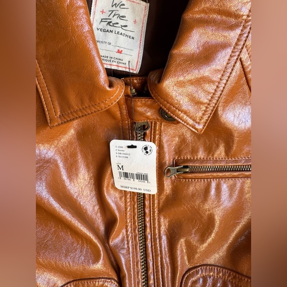 NWT We The Free Tan Vegan Leather Jacket Size M - Picture 4 of 10